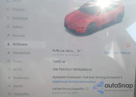 2026 Tesla Model Y Long Range Dual Motor All-Wheel Drive from USA, damaged, VIN 7SAYGDED6TA439243